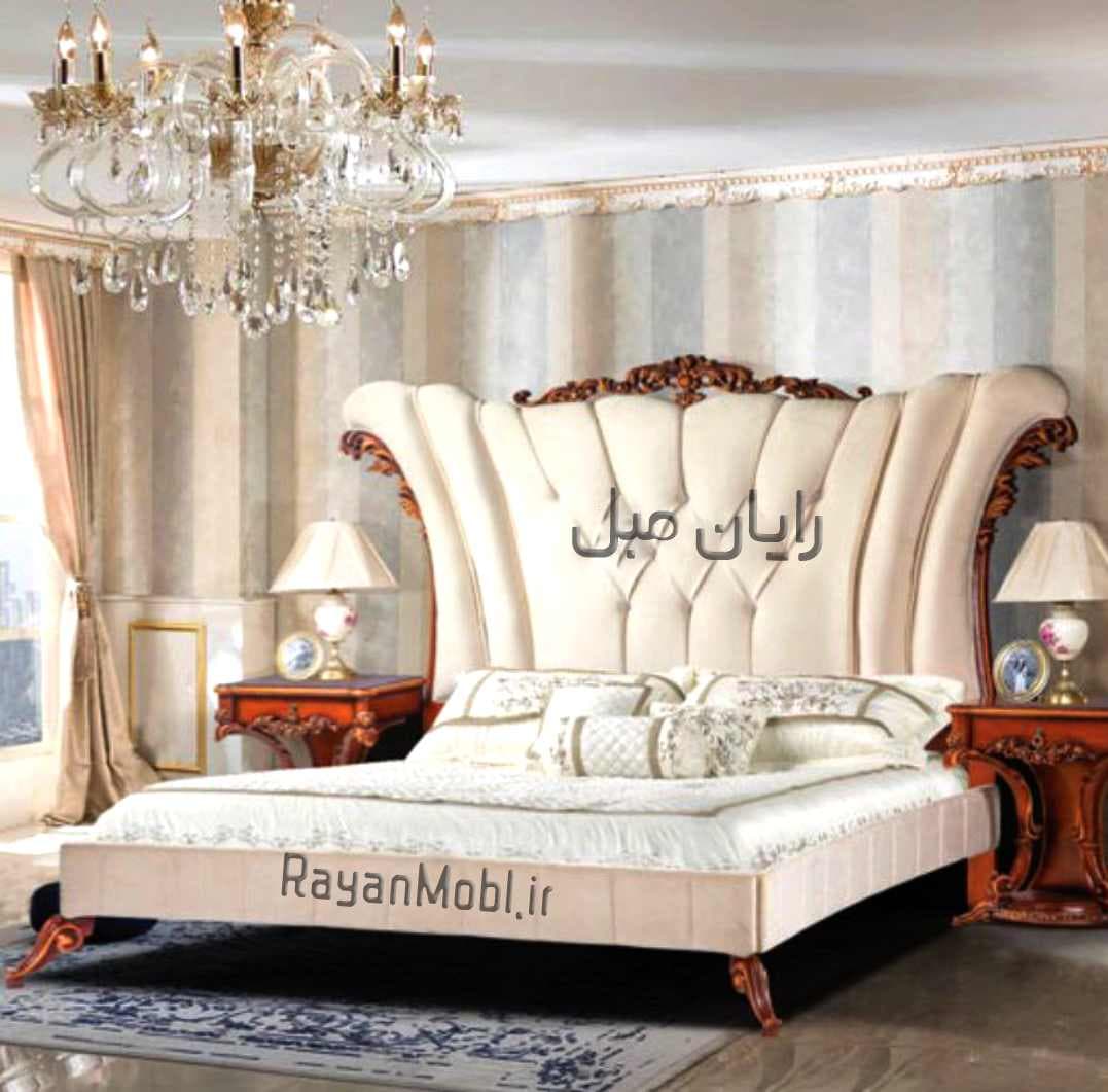 تخت خواب دو نفره رایان لمسه چوبی