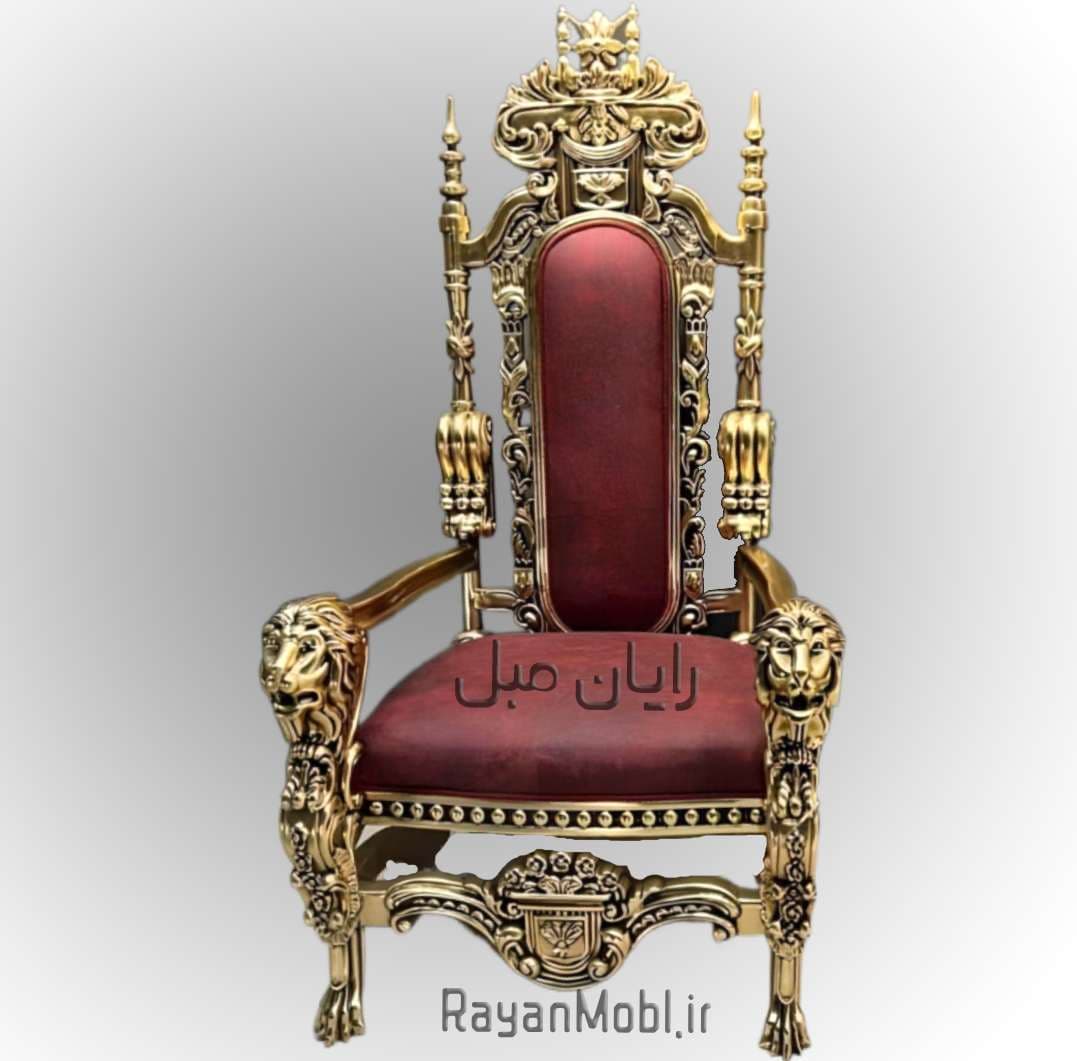 مبل تک نفره پشت بلند چوبی و لاکچری برای دکوراسیون سلطنتی