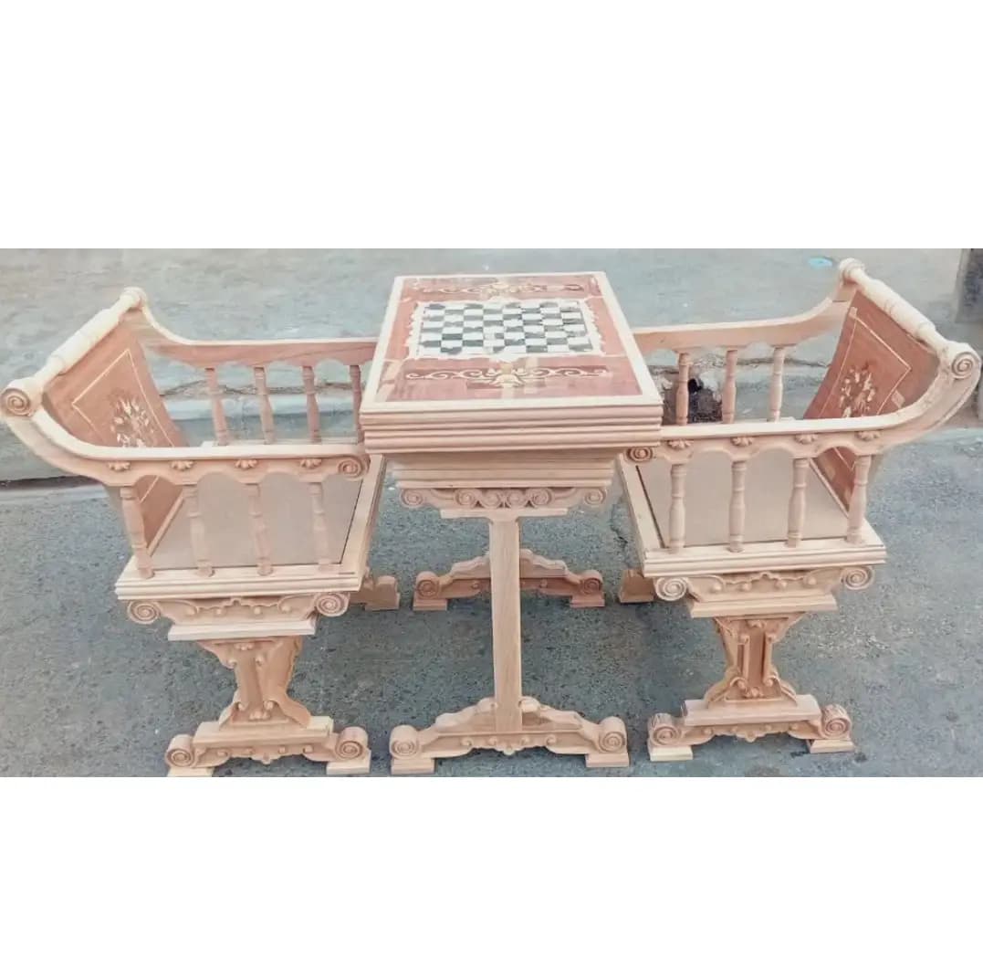 میز شطرنج چوبی خام